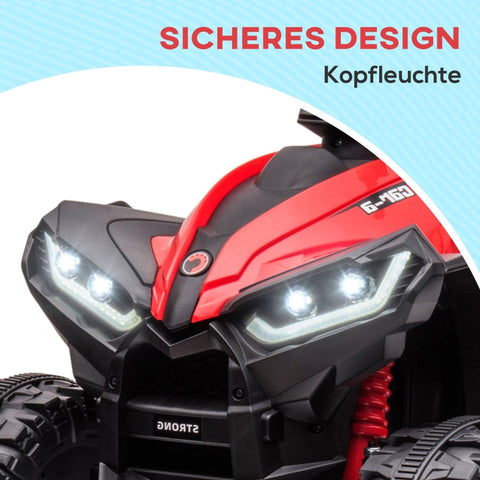 Rootz Electric Children's Quad - Kids ATV - Ride-On Car - LED Headlights - Ergonomic Seat - USB MP3 Player - Ages 3-8 - 83cm x 53cm x 55.5cm
