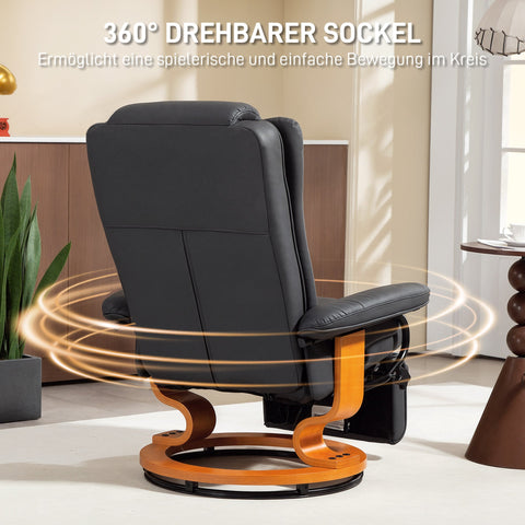 Rootz Relaxation Armchair - Recliner Chair - Rotatable Lounge Chair - Synthetic Leather - Supports 150kg - 78cm x 88cm x 103cm