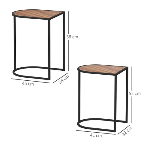 Rootz 2 Piece Coffee Table Set - Side Tables - Night Consoles - Metal Frame - Space-Saving - 45x38x58cm & 41x32x52cm
