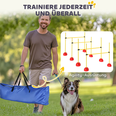 Rootz 4-Part Dog Agility Set - Jumping Training - Obedience Training - Enhances Mobility - 124cm x 19.5cm x 103cm