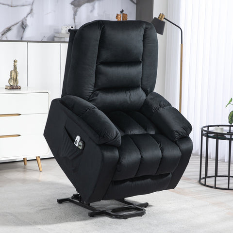 Rootz Electric Massage Recliner - Relax Chair - Uphill Armchair - 8 Vibration Points - 85 x 94 x 107 cm - Black Velvet