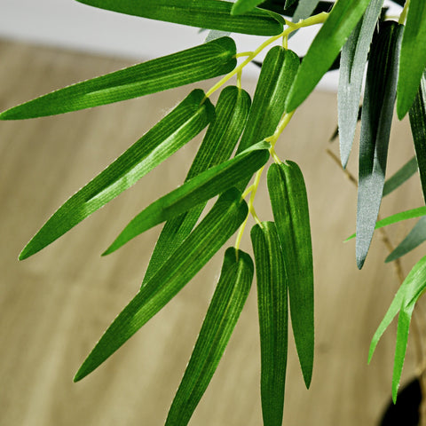 Rootz Artificial Bamboo XXL Tree - Faux Plant - Synthetic Greenery - Realistic Leaves - 115cm Height - Black Pot ø 20 x 14cm