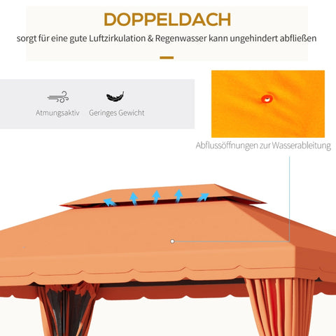 Rootz Garden Pavilion - Outdoor Gazebo - Patio Canopy - Spacious Design - Durable Materials - Enhanced Air Circulation - 390cm x 290cm x 280cm - Aluminum & Polyester