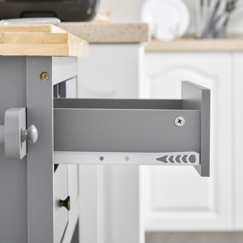 Rootz Keukentrolley met Laden en Kast - Keukenwagen - Rollend Eiland - Voldoende opbergruimte - Tijdloos ontwerp - Mobiliteit en stabiliteit - 108 cm x 45 cm x 89 cm - Grijs+Natuurlijk