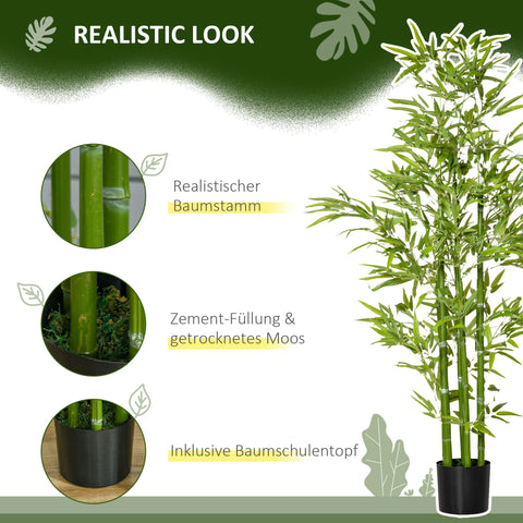 Rootz Artificial Bamboo Plant - Faux Indoor Tree - Decorative Greenery - 924 Leaves - Natural Look - 150cm x Ø17cm