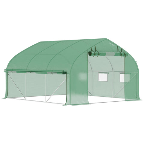 Rootz Greenhouse Tunnel 10.4m² - UV-Resistant Greenhouse - Rollable Zipper-Door - Extend Growth Seasons - 350x300x200cm