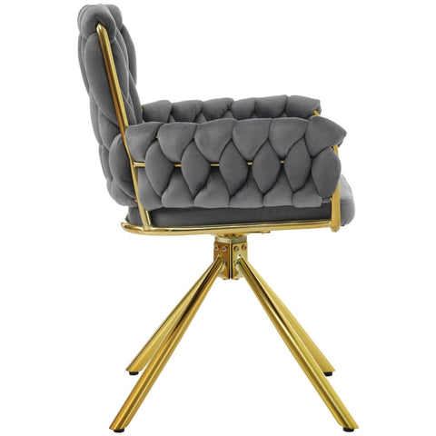 Rootz Velvet Dining Chair - Swivel Chair - Modern Armchair - 360° Rotation - 63cm x 50cm x 87cm