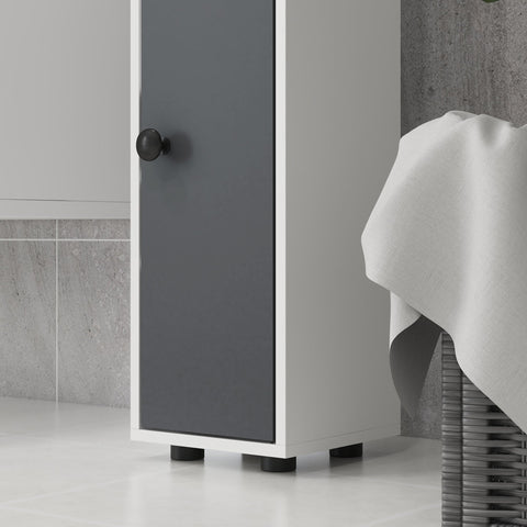 Rootz Bathroom Cabinet - Storage Unit - Vanity Organizer - Ample Storage - 20x20x180 cm Grey with Drawer & Adjustable Shelves