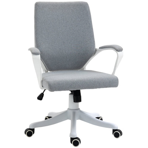 Rootz Vinsetto Office Chair - Ergonomic Desk Chair - Adjustable Office Seat - Height Adjustable - Breathable Fabric - Rocker Function - 62W x 69D x 92-100H cm - Gray + White