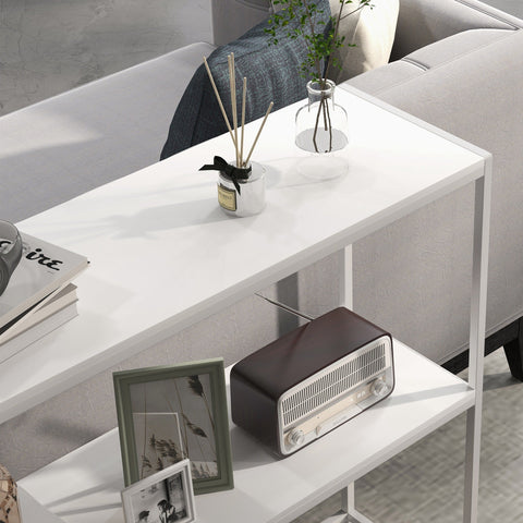 Rootz Console Table - Entryway Table - Hallway Table - Modern Design - 100 x 30 x 87 cm White - Steel with 2 Shelves for Stylish Storage