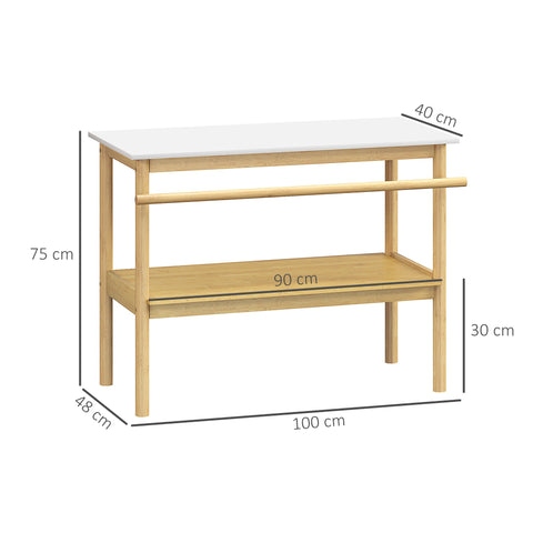 Rootz Bathroom Shelf Storage - Bamboo Shelves - Towel Rod - Easy Cleaning - 100cm x 48cm x 75cm