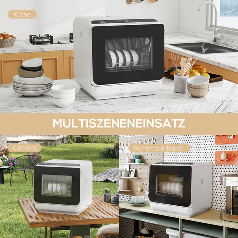 Rootz Table Dishwasher - Mini Dishwasher - Compact Dish Cleaner - LED Display - Hygienic Drying Function - White - 45cm x 45.8cm