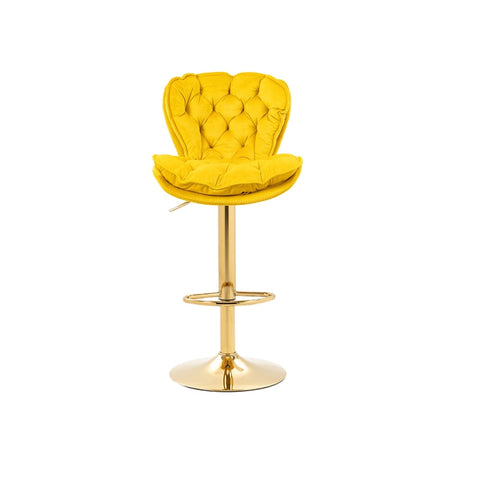 Rootz Swivel Bar Stools - Height Adjustable Chairs - Rotatable Stools - Luxurious Velvet - 55cm x 46cm x 92-112cm