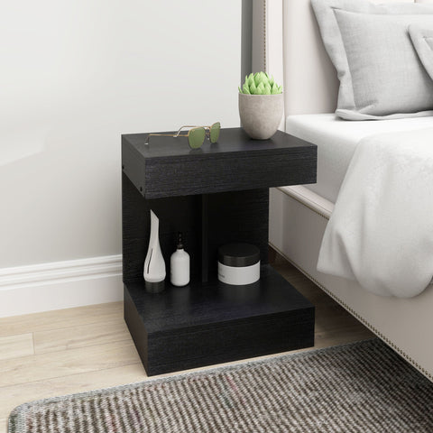 Rootz Bedside Table - Side Table - Sofa Table - Hidden Drawer & Storage - 40L x 30W x 46H cm