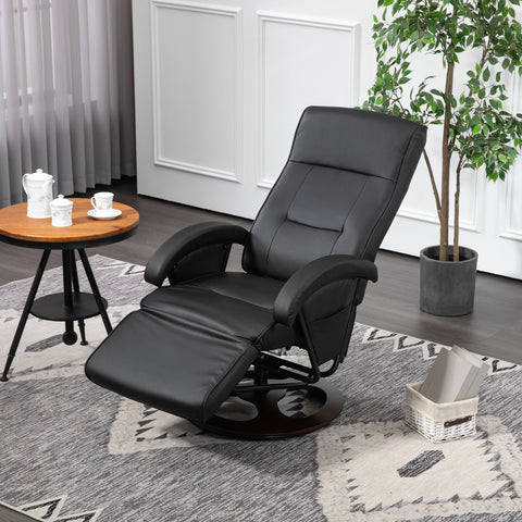 Rootz Rotatable Upholstered Chair - Swivel Chair - Recliner - Synthetic Leather Comfort - 66x86x107cm - Black