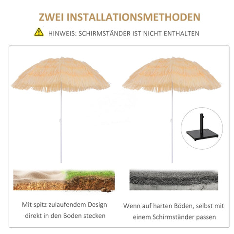 Rootz Hawaiian Umbrella - Sunshade - Parasol - Optimal Sun Protection - Height Adjustable - High Stability - Ø160 × H190 cm - Polyester & Metal Frame