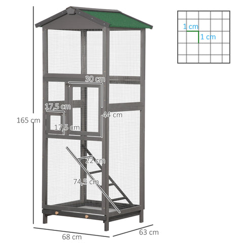 Rootz Bird Cage Solid Wood - Aviary - Outdoor Cage - Spacious Interior - 68cm x 63cm x 165cm