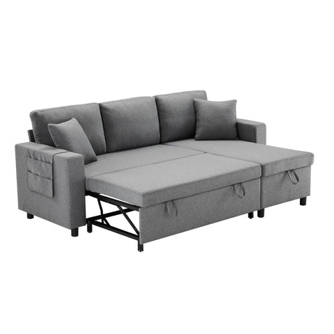 Rootz L-Shaped Sofa Bed - Convertible Couch - Sleeper Sofa - Bed Function - 219cm x 142.5cm x 70.5cm