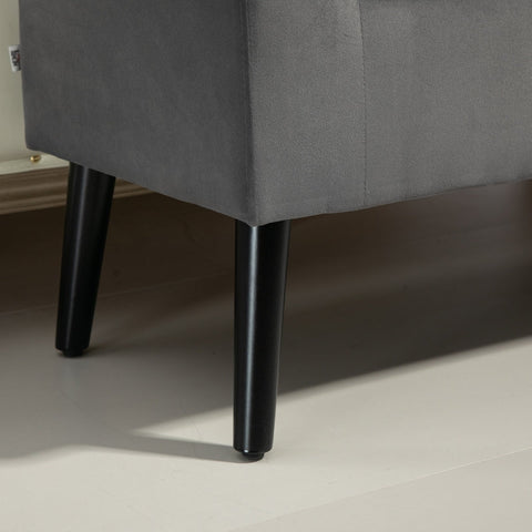 Rootz Upholstered Storage Bench - Elegant Seating - Velvet Look Fabric - Breathable Comfort - 111.5cm x 41cm x 65cm - Dark Gray