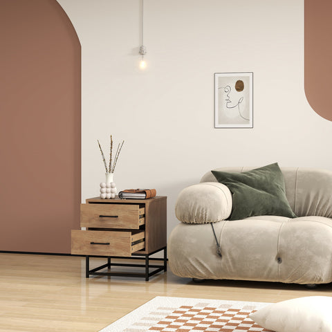 Rootz Industrial 2 Piece Bedside Tables - Night Stands - Bedroom Decor - Ample Storage - 40x39.5x48cm