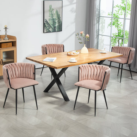 Rootz Set of 2 Velvet Dining Chairs - Modern Luxury Chairs - Pink Room Chairs - Comfort & Durability - 57L x 50W x 72H cm