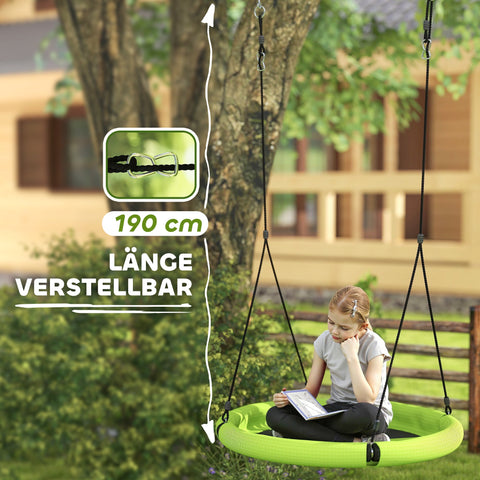 Rootz Round Garden Swing - Nest Swing - Basket Seat - 150 kg Resilient - Ø98 x 190h cm