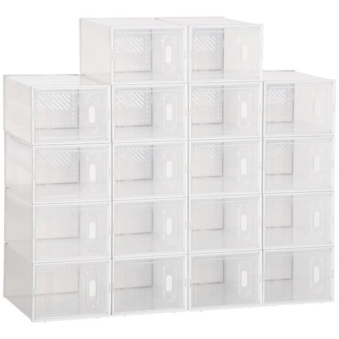 Rootz Modular Shoe Storage Boxes - Shoe Cabinets - Transparent Organizers - Durable Plastic - 25L x 35W x 19H cm