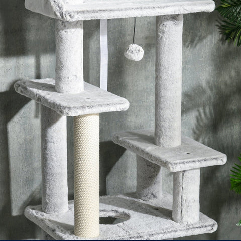 Rootz Ceiling-High Cat Scratching Post - Cat Activity Center - Cat Retreat - Height Adjustable - Multiple Platforms - Sturdy Construction - 60W x 40D x 225-255H cm