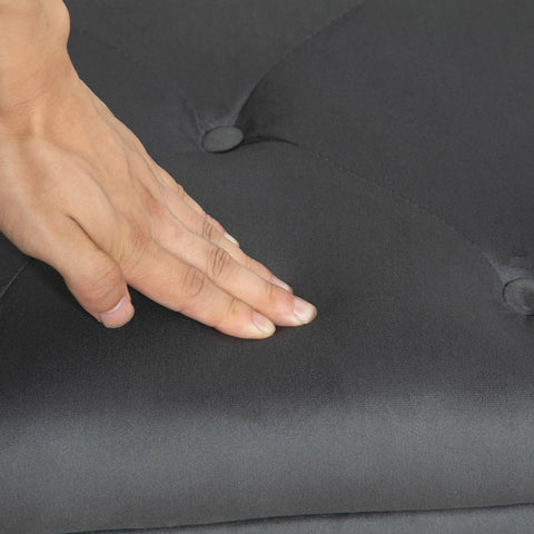 Rootz Storage Stool - Velvet Bank - Padded Seat - 38L Hidden Storage - 102cm x 38cm x 41cm - Chic  Grey Design with Brown Legs