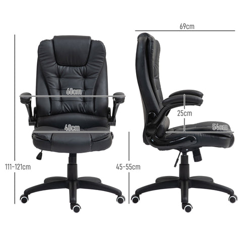 Rootz Executive Chair - Office Chair - Desk Chair - Faux Leather - Adjustable Height - Rocker Function - 60cm x 69cm x 111-121cm
