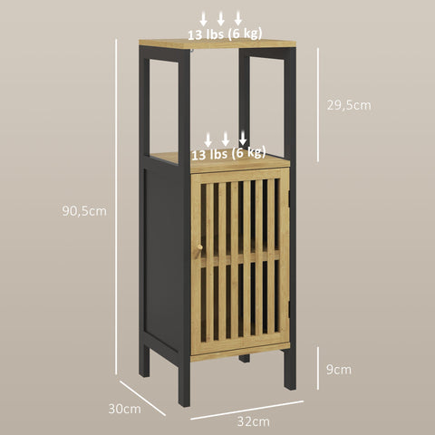 Rootz Bamboo Bathroom Cabinet - Storage Organizer - Bathroom Cupboard - Extra Space - 32 x 30 x 90.5 cm