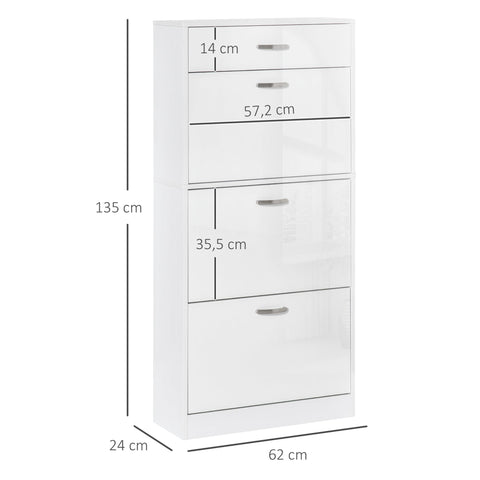 Rootz Shoe Cabinet - Space-Saving Storage - Elegant Organizer - Aluminum Handles - 62L x 24W x 135H cm