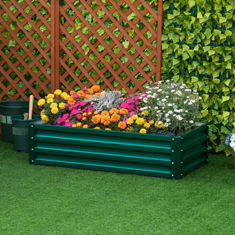 Rootz Raised Bed - Planter - Weather Resistant - Open Bottom - Galvanized Steel - Green - 120cm x 60cm x 30.5cm