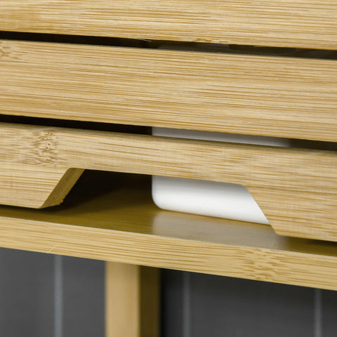 Rootz Bamboo Toilet Shelf - Over Toilet Bathroom Organizer - Storage Cabinet - Space Saving - 60 x 23 x 173 cm