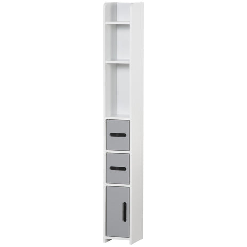 Rootz Tall Bathroom Cabinet - Storage Cabinet - Organizing Shelves - Space-Saving - Grey - 15 x 17 x 120 cm