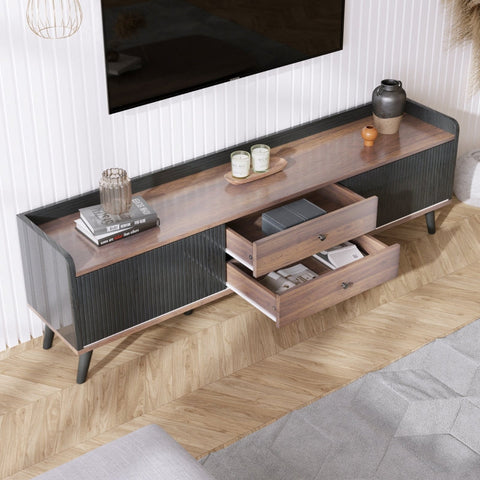 Rootz TV Cabinet - Media Console - Entertainment Stand - Ample Storage - 160L x 40W x 58H cm
