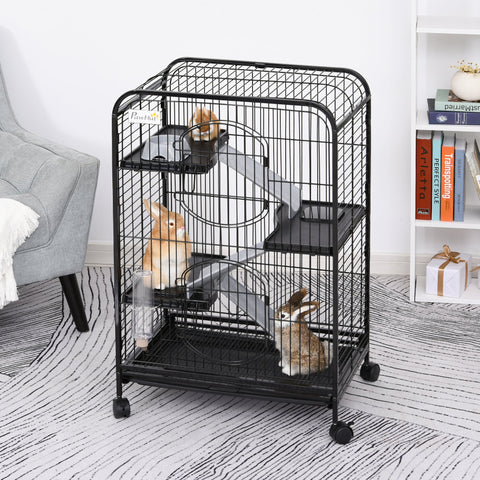Rootz 3-Tier Rollable Small Animal Cage - Rodent Enclosure - Pet Home - Easy Access & Transport - 64 x 43.5 x 93cm