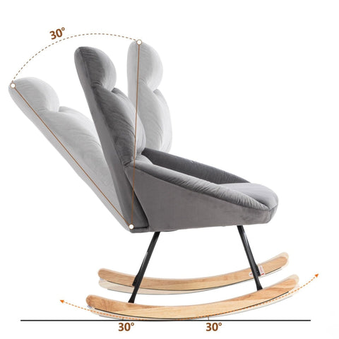 Rootz Ergonomic Rocking Chair Set - Reclining Chair - Relaxing Seat - Ultimate Comfort - 76cm x 94cm x 97cm, Footstool 48cm x 37cm x 37cm