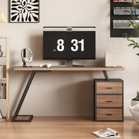 Rootz Industrial Office Table - Work Desk - Writing Table - Spacious Surface - 140cm x 59.5cm x 75cm