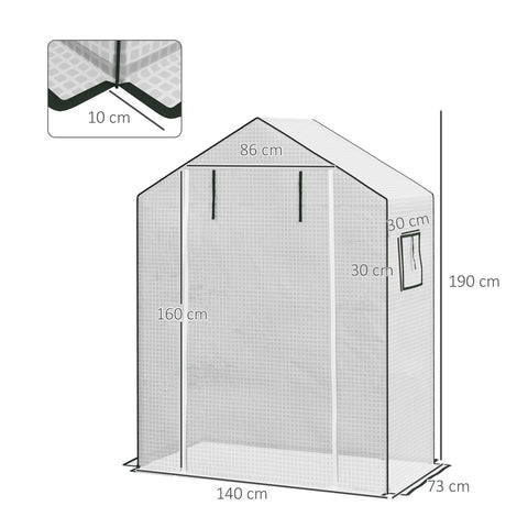 Rootz Greenhouse Film Cover - UV-Protected Replacement Tarp - Tear-Resistant Plastic - 140x73x190cm White