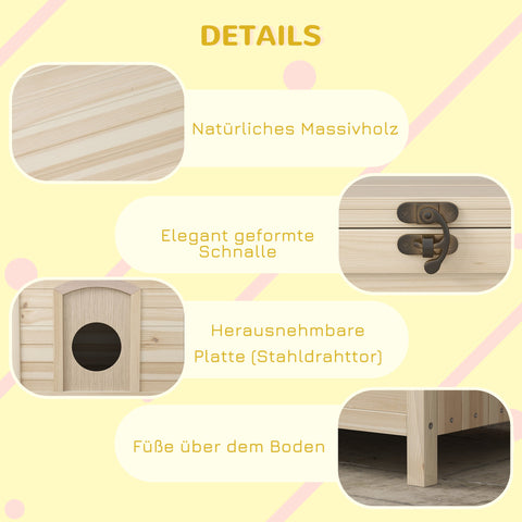 Rootz Small Pet House - Cat Shelter - Dwarf Rabbit Abode - Foldable Wood - 78cm x 51cm x 62cm