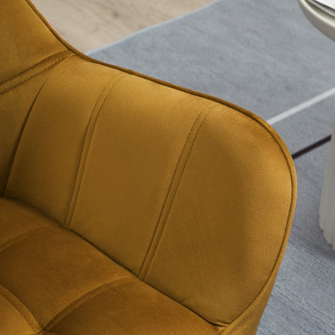 Rootz Velvet Lounge Chair - Scandi Style Accent Chair - Comfortably Padded - Rubberwood Legs - Metal Frame - Yellow - 67cm x 61.5cm x 71cm