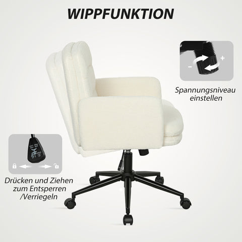 Rootz Ergonomic Mobile Office Chair - Desk Chair - Rotatable Seating - Comfort Fabric - 61.5cm x 65cm x 91-101cm -White