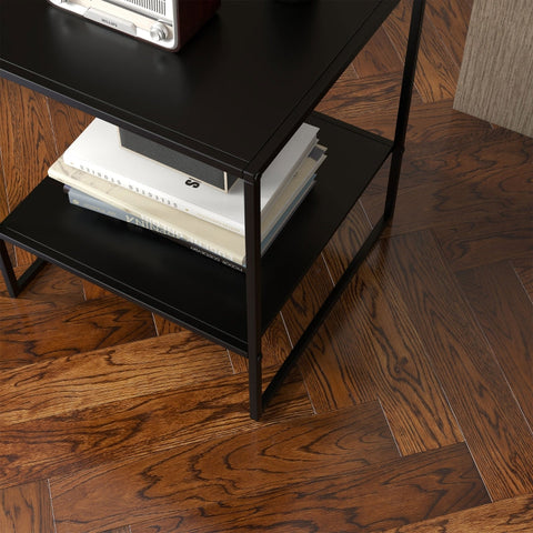 Rootz Industrial Design Side Table - Coffee Table - Bedside Table - 2 Levels of Storage - Sturdy Steel Frame - 40cm x 40cm x 45cm