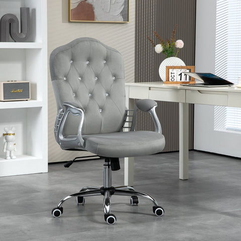 Rootz Velvet Office Chair - Desk Chair - Task Chair - Extra Thick Padding - Height Adjustable - 61cm x 61cm x 104-114cm