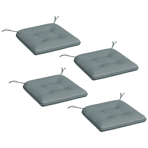 Rootz Garden Chair Cushions Set of 4 - Quilted Seat Pads - High-Density Foam - Comfort Boost - 43L x 41W x 4H cm - Grey
