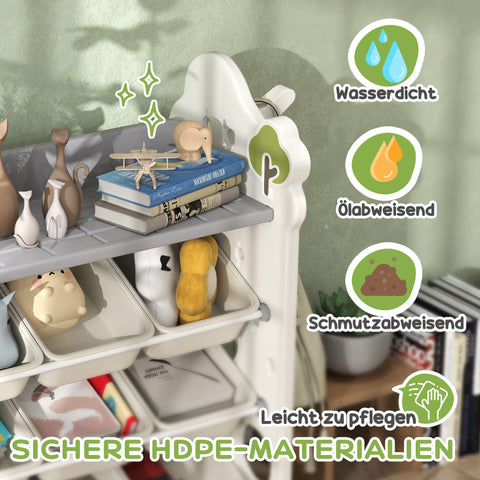 Rootz Children's 9 Bin Toy Storage Rack - Kids Organizer - Nursery Shelf - Promotes Organizational Skills - 77L x 42W x 94H cm