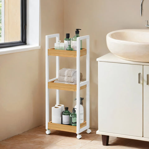 Rootz Bamboo Bathroom Shelf - Niche Shelf - Space Saver - Eco-friendly - 20cm x 30cm x 80cm