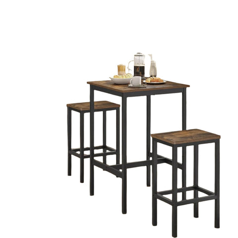 Rootz Dining Table Set with Chairs - Bar Table - 2 Stools - Space-Saving Design - 60x60x90cm Table, 30x40x65cm Stools