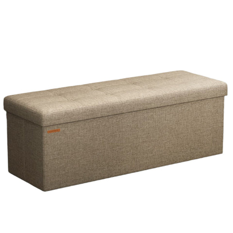 Rootz Seat with Storage - Seat Chest - Bench with Storage - 131L Capacity - 38 x 110 x 38cm - Brown Linen Look